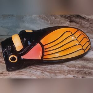 Majolica Cicada Hanging Wall Pocket Vase